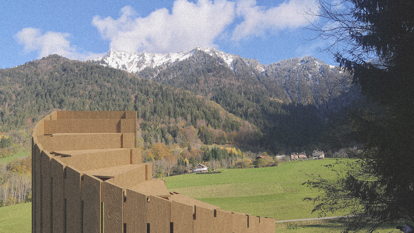 Perspective sur la toiture et le grand paysage